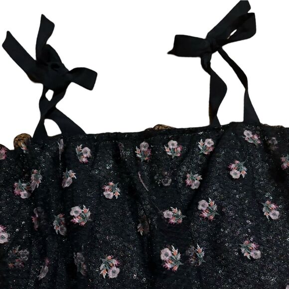 Saloni NWT Jemi Crop Black and Pink Layered Mesh - Picture 8 of 11